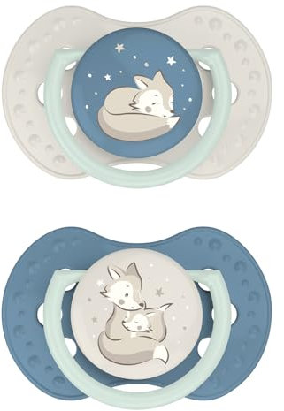 Difrax LOVI - Dynamischer Schnuller für Babys - Leuchtender Schnuller - 6 bis 18 Monate - Jungen - Leicht anzunehmen, BPA-frei, Entwickelt in Zusammenarbeit mit medizinischen Experten.