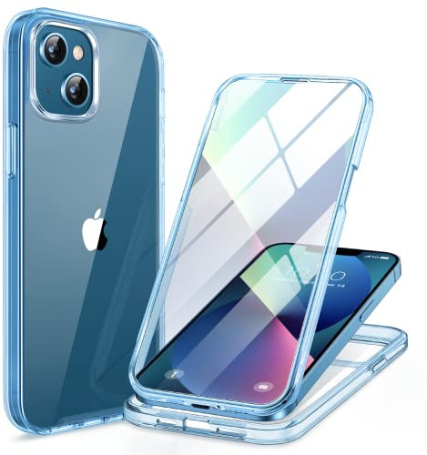 Miracase Glass for iPhone 13 Case 6.1, Full Body Protection, Clear Blue