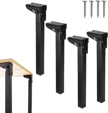 X1NGFU 4 Piezas Patas de Mesa Plegables de 90°, Bisagras Autoblocantes, Modernas para Café, Cama, Armario, Ordenador Portátil, Sofá, Negro (70cm)