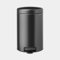 Brabantia NewIcon Pedal Bin 12 L | Soft Close Waste Bin with Odour-Proof Lid and Plastic Inner Bucket | Compact, Non-Slip Trash Can for Kitchen, Office, Bathroom, or Bedroom |Confident Grey