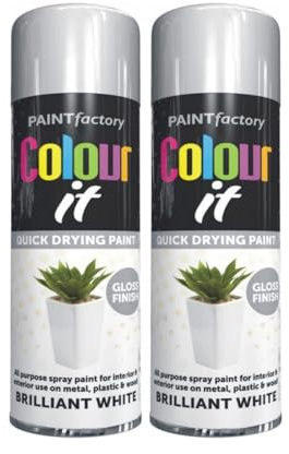 SDMAX Brilliant White Spray Paint, Fast-Drying, Non-Cracking, Smooth & Gloss Finish, Long Lasting, Easy To Use, Lightweight And Portable, Multipurpose Use, 250ml (2PCS)