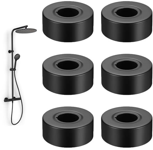 Rosace Mitigeur Douche, 30mm Rosace Robinet Noire, 6 Pièces Acier Inoxydable Rosace Radiateur, Rosettes pour Tuyau de Chauffage, Cache Tuyau Radiateur, pour Conduites D'eau, Conduites de Gaz, Robinets