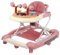 Poussette pour bébé avec fonction balançoire à roulettes, 5 en 1 lumière, musique, centre de jeu Table à manger pour bébé pliable à partir de 6 mois-67 * 72 * 92cm- Rose (A)