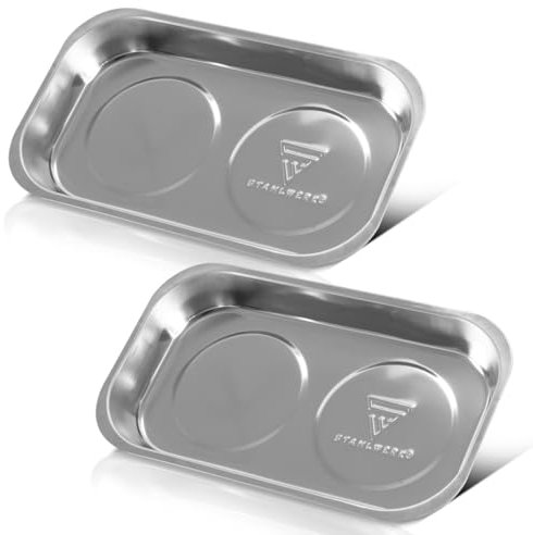 STAHLWERK 2 ciotole magnetiche MS-28 ST 237 x 136 x 28 mm, set di 2 piatti magnetici, ciotola per viti, supporto magnetico, guscio magnetico in acciaio inox con forte forza adesiva per viti