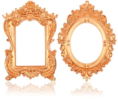 Andibro Vintage Bilderrahmen Aus Kunstharz,2 Stück Mini Retro Fotorahmen Desktop Schmuck Display Rahmen Barockrahmen Ohne Glasrahmen Oder Rückwand Für Bilder Geprägte Fotorequisiten Wanddekoration