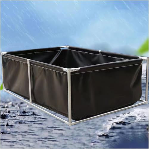 Pounjsd Noir Piscine Hors Sol rectangulaire 3x2m, Piscine d'étang à Poissons en Toile avec Support en métal Piscine extérieure de réservoir de Stockage d'étang à Poissons Hors Sol, for L'irrigation
