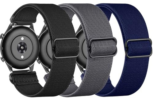 TUCOMO Lot de 3 bracelets élastiques en nylon compatibles avec Amazfit Bip 6/Bip 5/GTR 4/GTR 3/GTR 3 Pro/GTR 2/2e/GTR 47 mm de 22 mm pour Amazfit Balance/Cheetah Pro, homme et femme, Nylon