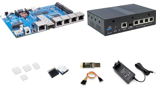 youyeetoo Banana Pi BPI-R4 Lite Router - OpenWrt, MT7987A Chip, 2GB DDR4, 2.5G SFP & RJ45 WAN, 4X 1G LAN, Network Connectivity Industrial Single Board Computer (with Metal Case Kit)