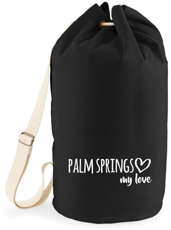 Huuraa Duffel Bag Palm Springs My Love Gift Backpack Black 20 liters Cotton Palm Springs My Love Gift idea