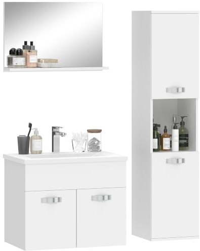 kleankin Ensemble de Meubles de Salle de Bain, Montage Mural, Blanc