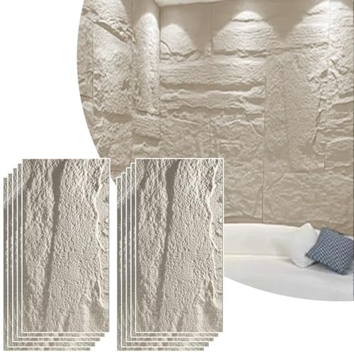 3D-dekorative Wandverkleidung, Kunststein-Wandpaneel Außen Innen, Wasserdichte PU-Wandverkleidung, Wandverkleidung Aus Gestapeltem Stein, 60 X 120 Cm(Light Gray 2,10pcs)