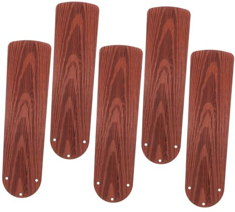 Pale Ventilatore Soffitto Ricambio, 5 Pezzi Plastica Marrone Legno Finto | Accessori per Riparazione e Rinnovamento, Installazione Facile, Resistenti all'Usura, Finitura Elegante