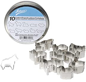 Ateco Plain Edge Animal Cutters in Assorted Animal Shapes, Stainless Steel, 10 Pc Set
