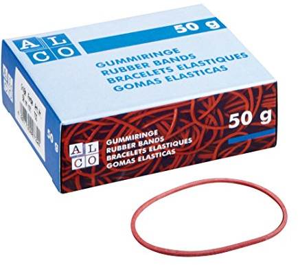 ALCO-Albert 752 - Gummibänder, rot, 150x4 mm, Packung mit 50g