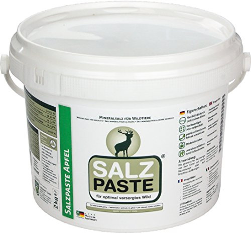 EURO HUNT DEUSA Salzpaste Apfel - das Original seit 2004 - für optimale Mineralienversorgung des Wildes im Revier, 2 Kilo im Eimer + praktischer Spachtel, hochwertiges Mineralprodukt