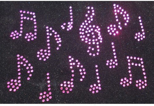 12 Pink Music Note Iron-On Dance Rhienstone Diamante