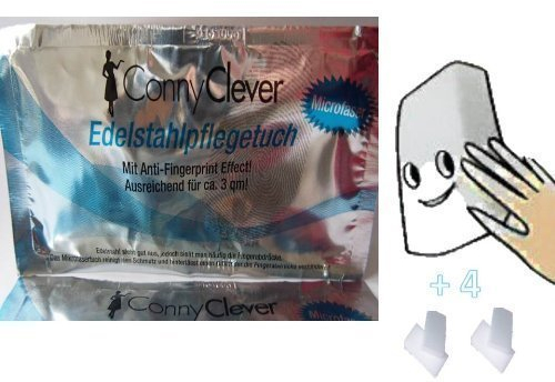Edelstahlpflegetuch, 5 x 1 Tuch + 4 Schmutzradierer Schwämme