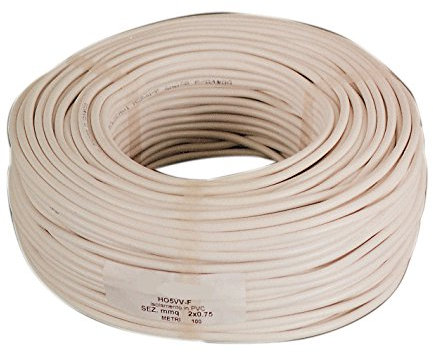 CAVO ELETTRICO BIPOLARE SEZ 2X0,75 BIANCO MT 100