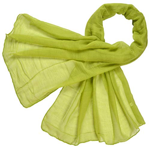 Miobo Loop Schal Crinkle Schal Halstuch Unifarbe 70 x 180cm Frühling Sommer Herbst Offen Grasgruen