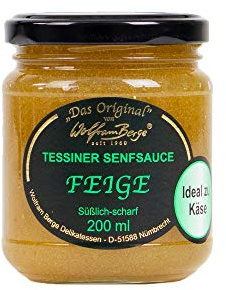Wolfram Berge Original Tessiner Grüne Feigen-Senfsauce - Feinkostsauce aus pürierten kandierten Feigen mit fein-scharfem Senfgeschmack.Hergestellt im Schweizer Tessin. 3er Pack (3 x 200 ml)