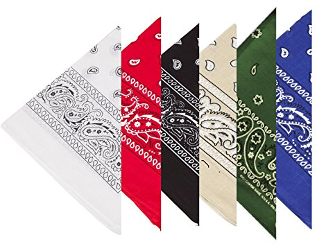 Boolavard 100% Baumwolle, 6er Pack Bandanas mit original Paisley Muster, 6er Gemischt Sortierung 2