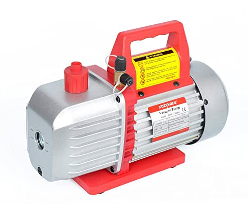 Kozyvacu Dual-Stage Rotary Vane Vacuum Pump for HVAC/Auto AC Refrigerant Recharging, EPoxy Resin or Wine Degassing, Laboratory, Medical or Milking (TA500)
