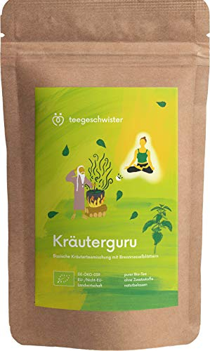 teegeschwister® | Kräuterguru Bio-Tee | Basischer Kräuter-Tee | Loser Brennnesseltee mit Basen-Bildenden Kräutern | ohne zugesetzte Aromen | Zuckerfrei | 75g