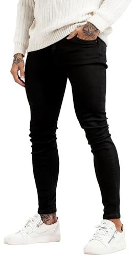 GINGTTO Skinny Jeans Men Slim Fit Stretch Black Jeans Men Tapered Leg 34