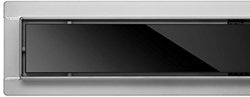 FALA Duschrinne aus Glas, schwarz, Siphon mit Geruchsstop und Haarsieb, Randablauf, Edelstahl Ablaufrinne, Bodenablauf(80 cm)