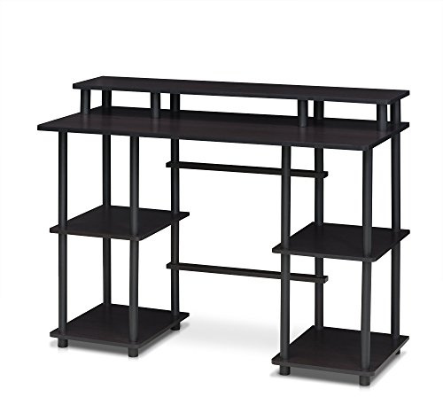 Furinno Computer Desks, Wood, Espresso/Black, one Size | Computer Desk with Monitor Stand, Office Desk for Dorm, Home Office, Bedroom, Study Room