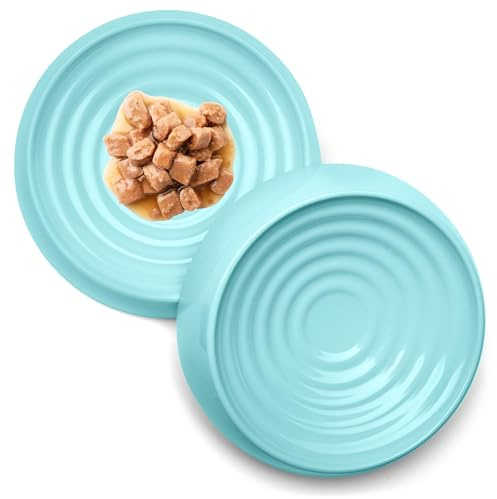 CatGuru Cat Bowls, Whisker Stress Free Cat Food Bowl, Reliefs Whisker Fatigue, Wide Cat Bowl, Non Slip Cat Food Bowls, Shallow Cat Dish, Cat Feeding & Watering Supplies (Set of 2 Bowls, Aruba)