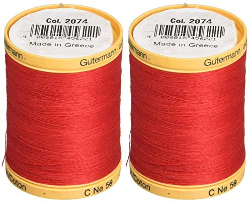 Gutermann 2-Pack Natural Cotton Thread Solids 876 Yards Each - Red