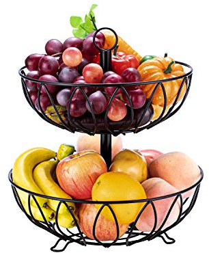 Kitchen Counter - Cuenco de hierro fundido para frutas, color negro