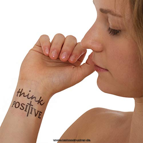 2 x think POSITIVE Tattoo - Kreuz Schriftzug in schwarz - Temporary Haut Tattoo (2)