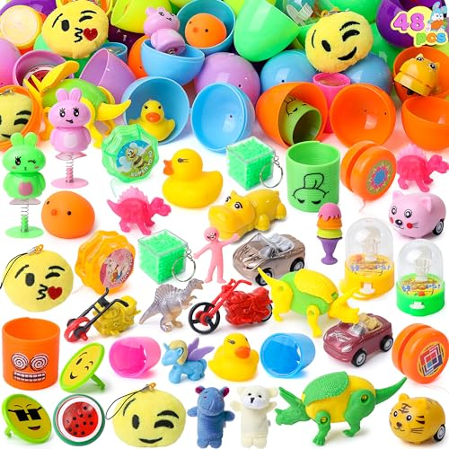 JOYIN 48 gefüllte Jumbo-Ostereier, 8,3 cm, vorgefüllt, leuchtende Farben, Ostereier für Osterkörbe, Osterpartys, Ostereiersuche, Klassenzimmer-Events