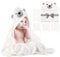 Momcozy Bambus Baby Badetücher Set 5er Pack, Babyhandtuch mit Kapuze , Waschlappen 3 Stück, Baby Bad Handschuh 1 Stück, Extrem Weich, Atmungsaktiv, Geeignet für Mädchen und Jungen