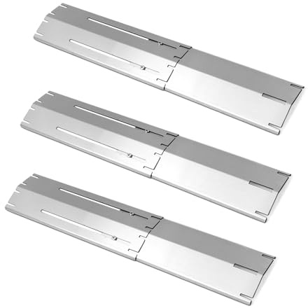 Universal-Ersatz-Heizplatte, robust, verstellbar, Edelstahl-Hitzezelt, Brennerabdeckung, Aroma-Stange, Flamer Tamer für Gasgrill-Modelle, ausziehbar von 29,8 cm bis 53,3 cm Länge, 3 Stück