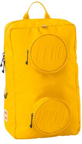 Lego Bags Signature Brick 1x2 Rucksack 18 Liter, Alltagsrucksack ca. 40 x 24 x 13 cm, Freizeit Daypack mit Brustgurt in Gelb, Hauptfach mit Laptop und Tablet Fach und 2 Fronttaschen mit Handyfach