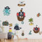 Piraten Wandtattoo Set V250 | handgezeichnet | AUFKLEBER Kindergarten | Wandsticker Kinderzimmer Matrose Pirat Oktopus Piratenschiff Seemann Anker Insel (40 x 40 cm)