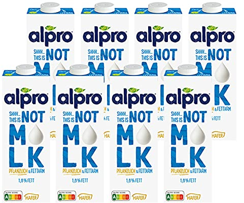 Alpro Not MLK Pflanzliche Milchalternative Fettarm 1,8% 1L | 8er Pack ( 8 x 1 Liter)