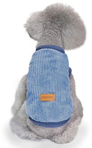 YAODHAOD Hundepullover, Hundekleidung, Plüsch, weich, dick, warm, für Winter, Hunde, Katzen, Aprikose (blau, S)