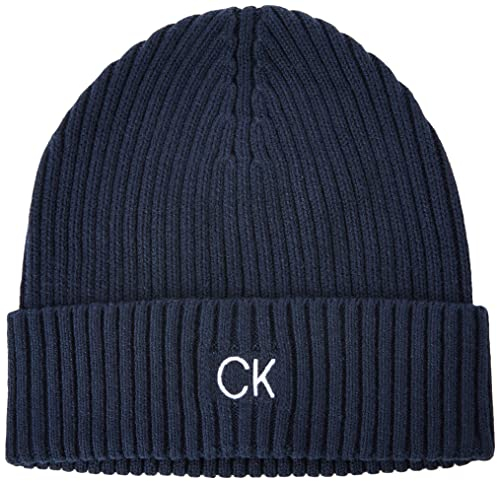 Calvin Klein Herren Classic Cotton Rib Beanie K50K509680 Gestrickte Mütze, Schwarz (Ck Navy), OS