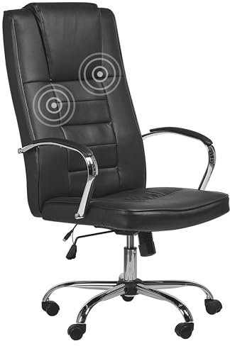Sedia da ufficio massaggiante in ecopelle nera riscaldata 4 modalità gaming studio