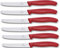 Victorinox 6 Stück Tafelmesser - Tomatenmesser Swiss Classic mit Wellenschliff rostfrei - Swiss Made - rot