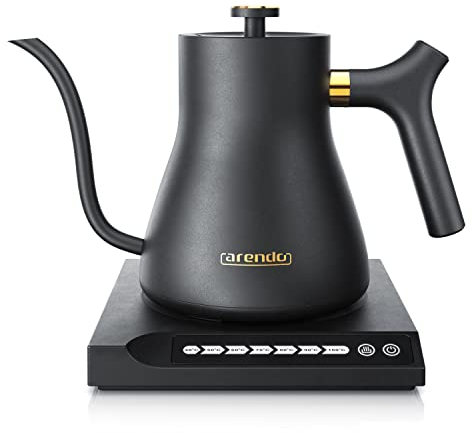 Arendo - Bouilloire éléctrique MIKA 0,5 litre - Station de base 360° - Sélection de 7 températures, de 40 à 100 degrés - Acier inoxydable - Protection contre la surchauffe - Sans BPA - Design japonais