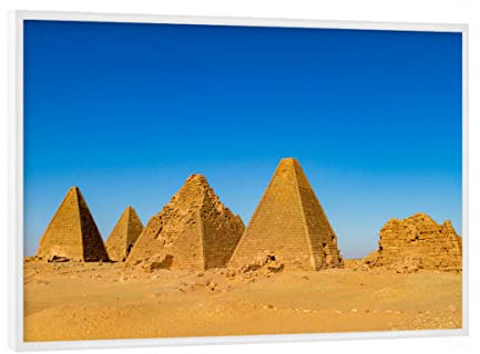 artboxONE Poster mit weißem Rahmen 18x13 cm Architektur Meroe im Sudan - Bild Pyramide Afrika Egypt