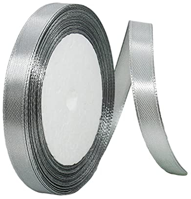 10mm Silver Ribbon for Gift Wrapping,22m Fabric Thick Satin Ribbon Silver Bow for Gift Wrapping,Ribbons for Balloons,Crafting,Hair,Bouquets,Wedding, Car,Presents,Cake,Christmas Party Decorations