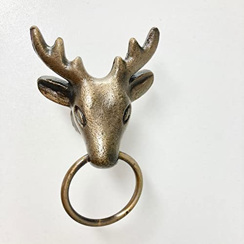 Woodland Animals with Pull Ring in Antique Brass Drawer Pull Animal Knob (Stag)