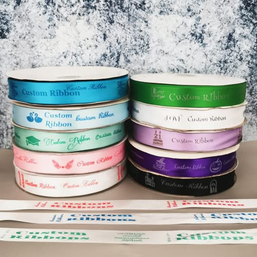 Individuell bedrucktes Band, personalisiertes Logo-Band für Geschenkbox, Backpapier, Hochzeit, Geburtstag, Jahrestag, DIY, Armband, Stoffbänder, Etiketten (45 m, 25 mm)