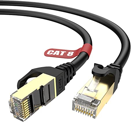 Lovicool Cat 8 Ethernet Cable 8M, 40Gbps/2000Mhz High Speed Round RJ45 Lan Network Cable, SFTP Shielded Internet Cable, Internet Patch Cord for Switch, Router, Modem, Patch Panel, PC